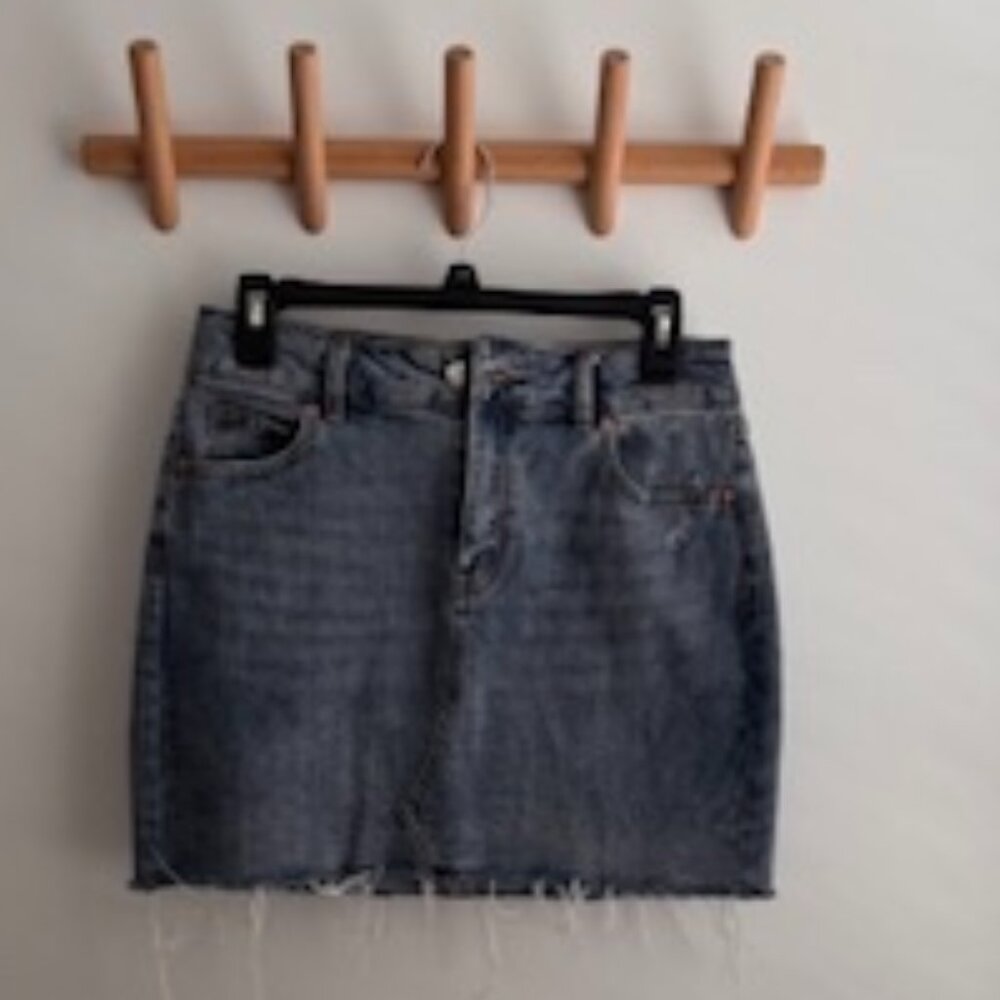 Fringed Denim Mini-skirt
